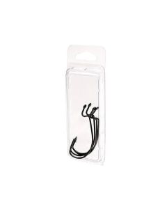 Packaged fish hooks inside clamshell with hang hole