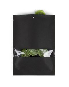 Black Kraft Compostable Heat Seal Bags w/ Window 6" x 9" 100 Pieces KHS69BKW