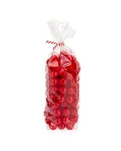 red candies packaged in clear bag