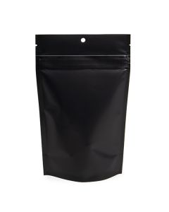 Matte Black Home Compostable Child Resistant Stand Up Pouches 5 1/8" x 2 1/2" x 8 1/8" 100 Pack CRPE3MB