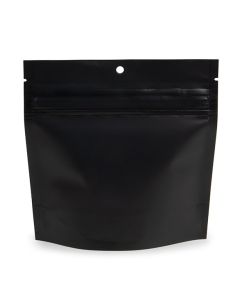 Matte Black Home Compostable Child Resistant Stand Up Pouches 6" x 2 1/2" x 6" 100 Pack CRPE66MB