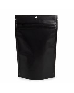 Matte Black Home Compostable Child Resistant Stand Up Pouches 5 7/8" x 2 1/2" x 9 1/8" 100 Pack CRPE7MB