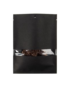 Black Kraft Compostable Heat Seal Bags w/ Window 5 3/8" x 7 3/16" 100 pack KHS57BKW